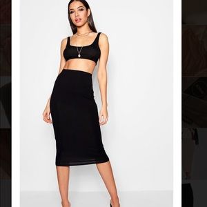 Black midi skirt